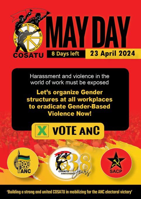 Cosatu May Day Rallies take place across the country. The main rally will be held at Athlone Stadium in the Western Cape. #CountDown @_cosatu