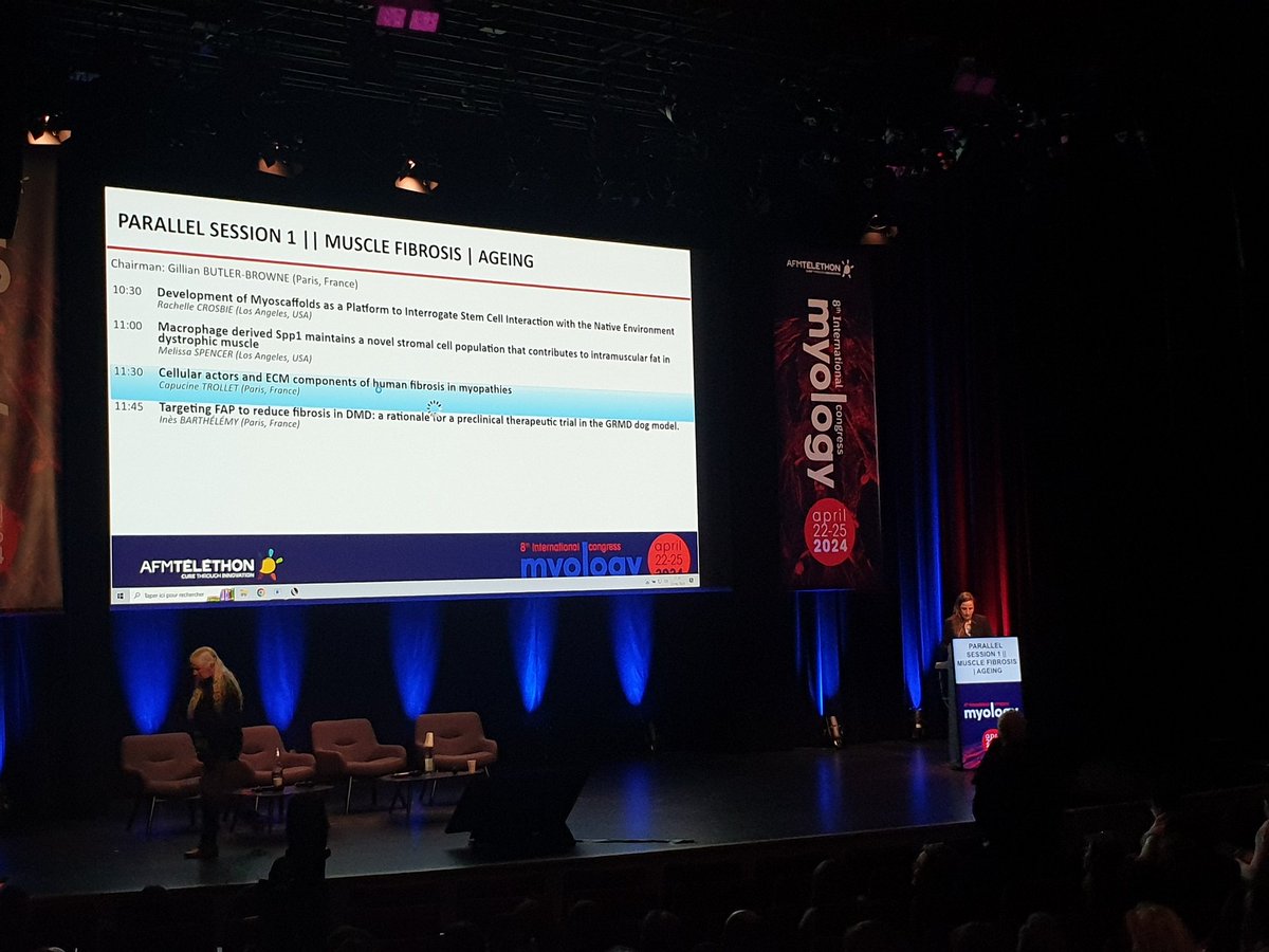 Inst_Myologie's tweet photo. #Myology2024 Great session this morning on Muscle fibrosis at @Myology2024 chaired by @GilButlerBrowne with a nice talk by @CapucineTrollet: "Cellular actors and ECM components of human fibrosis in myopathies".
#research #muscle #fibrosis
@researchmyology @Telethon_France https://t.co/1plAVzIX44