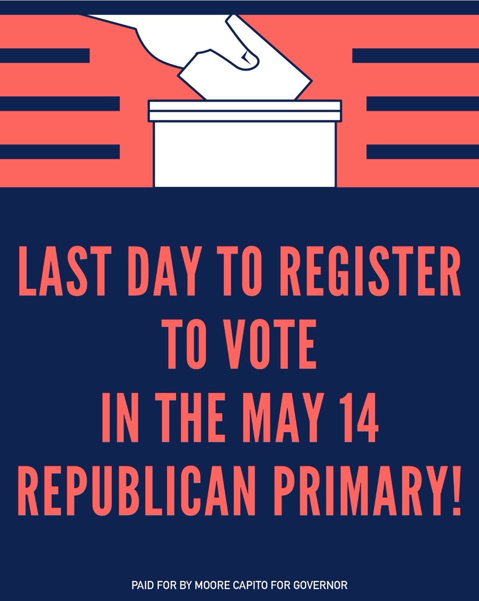 Today is the last day to register to vote in the May 14 Republican primary. Make your voice heard and register online today: ovr.sos.wv.gov/Register/Landi…

Let’s get it done!