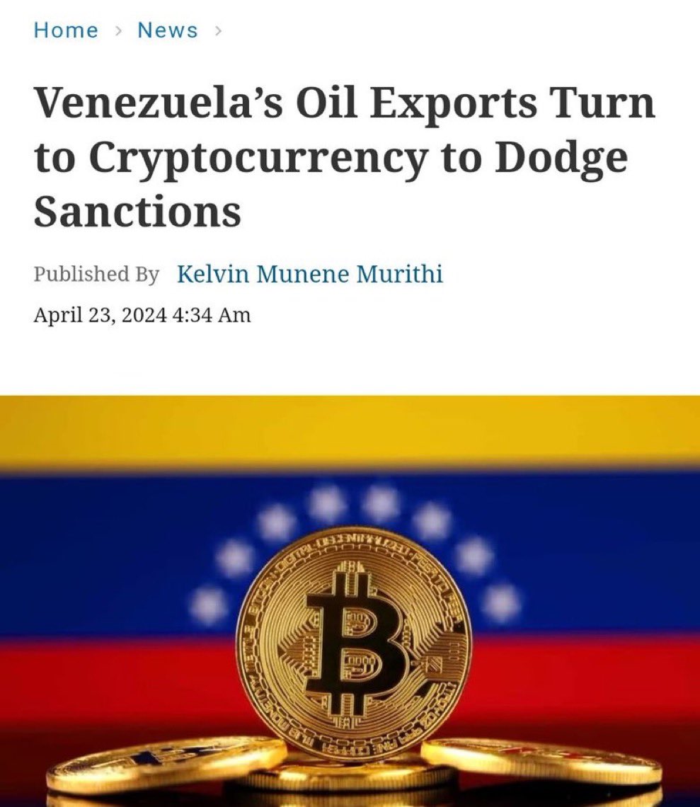 Venezuela looking to possibly transition its oil transaction currency from US dollars to cryptocurrencies in reaction to the reapplication of U.S. sanctions on oil exports. Very interesting as Venezuela’s oil reserves are massive. #bitcoin