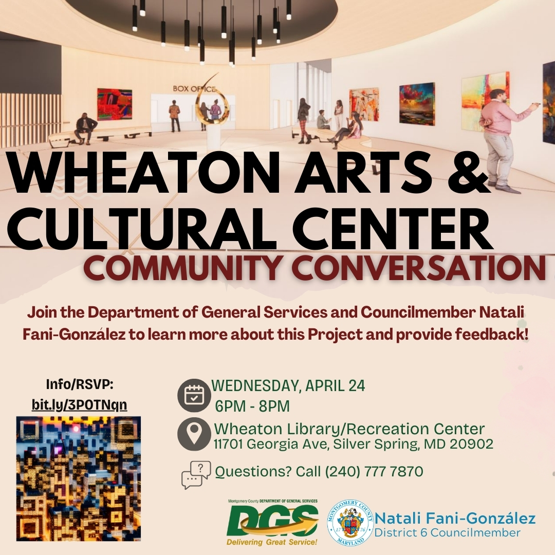 Tomorrow at 6pm, at the Wheaton Library! Join us to discuss the upcoming Wheaton Arts and Cultural Center!!! Please RSVP here; docs.google.com/forms/d/e/1FAI…