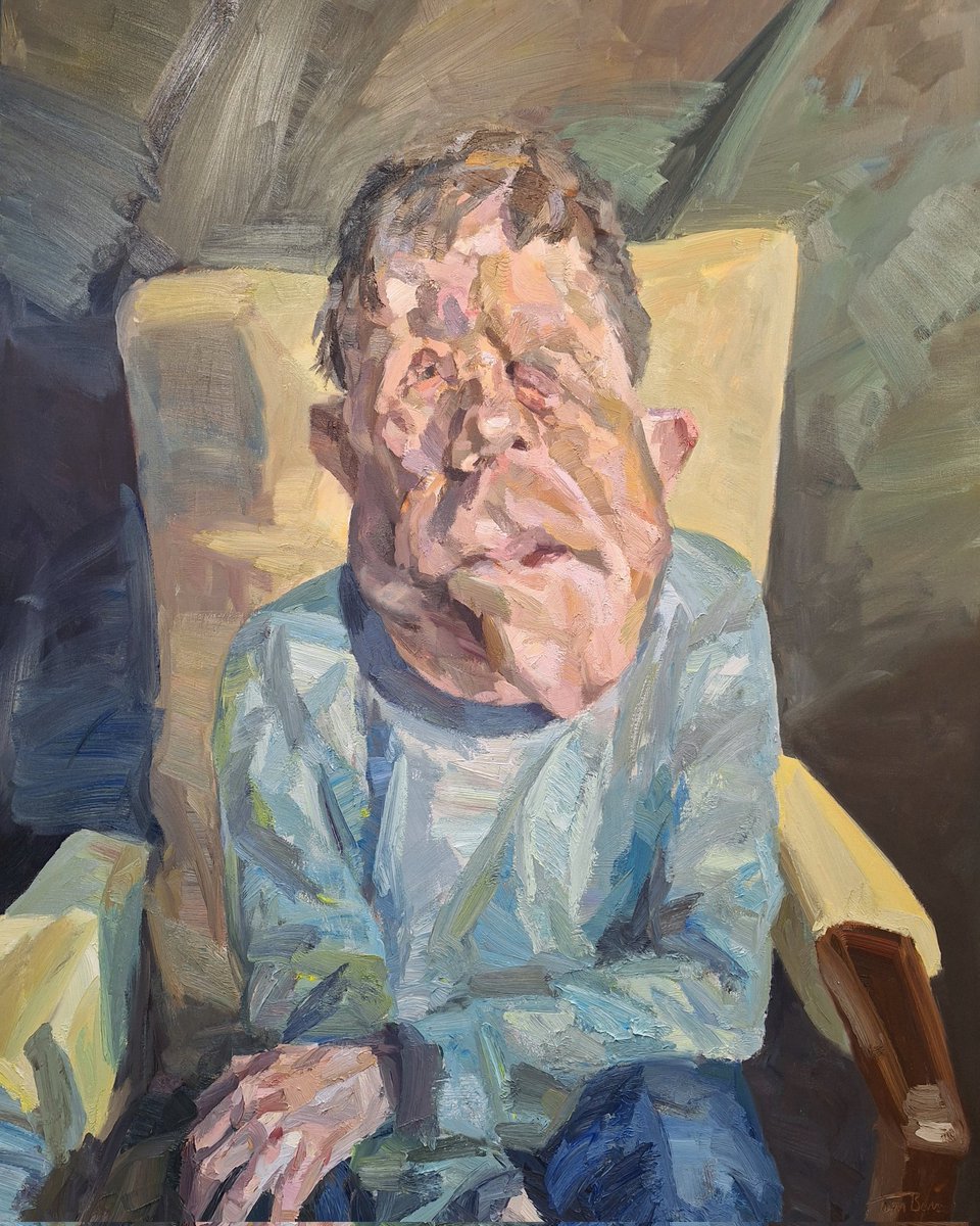 'Adam Pearson', oil on canvas, 60inches x 48inches I will be showing this large portrait of the peerless @adam_pearson at @RP_portraits at @mallgalleries from 9th-18th May. I hope you can come along to what promises to be a great show.
