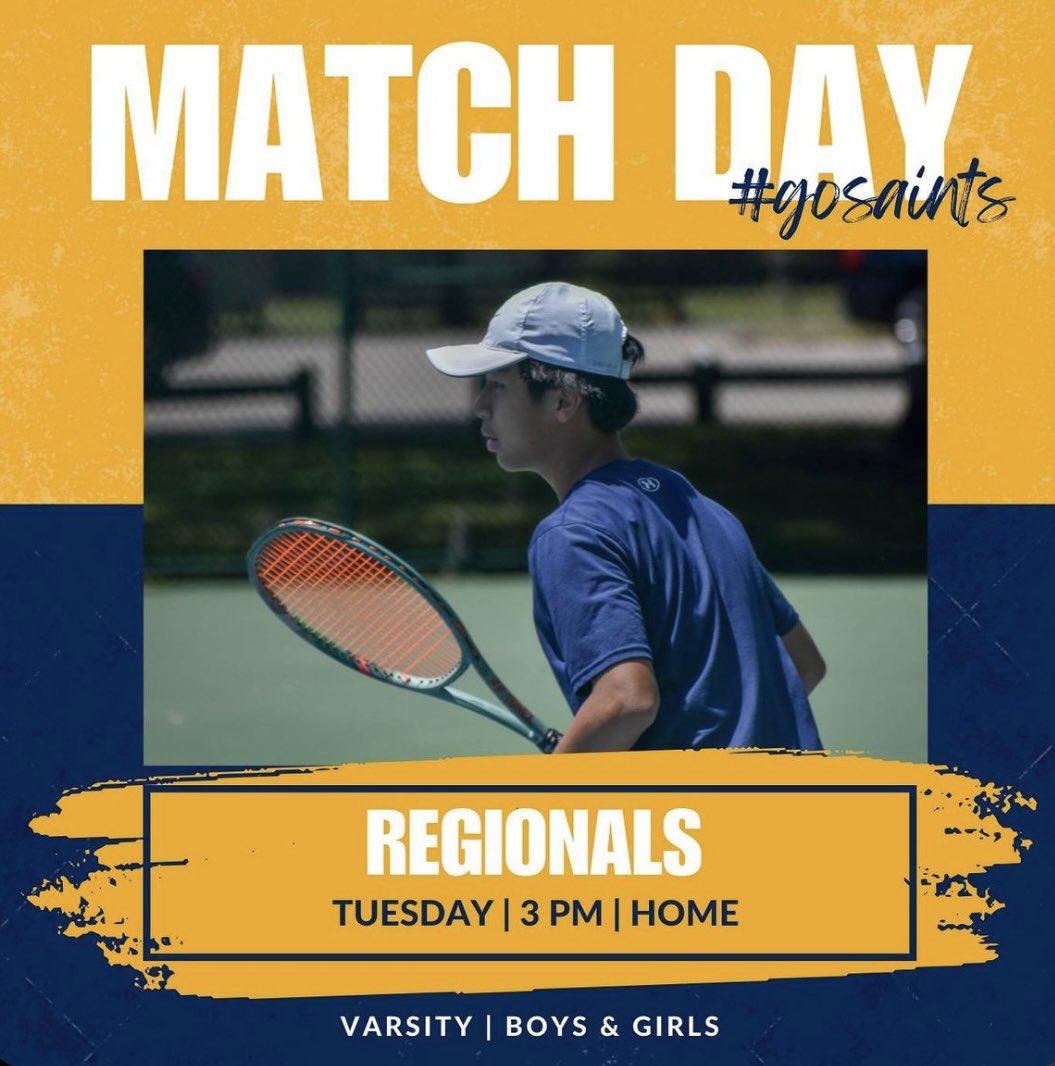 Today, the Saints will be playing in the first round of Regionals at home! Come out and support! #GoSaints
