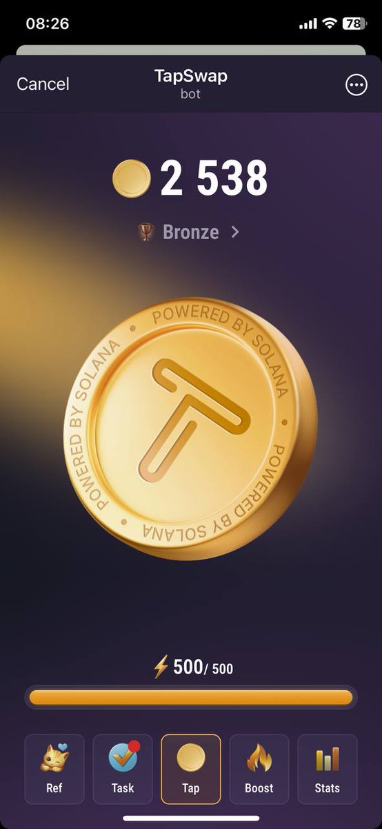 Mining #Tapswap on telegram

t.me/tapswap_mirror…

TapSwap is a Decentralized Exchange on the Solana Blockchain. The biggest part of TapSwap Token TAPS distribution will occur among the players here.

Got friends, relatives, co-workers?
Bring them all into the game.
More