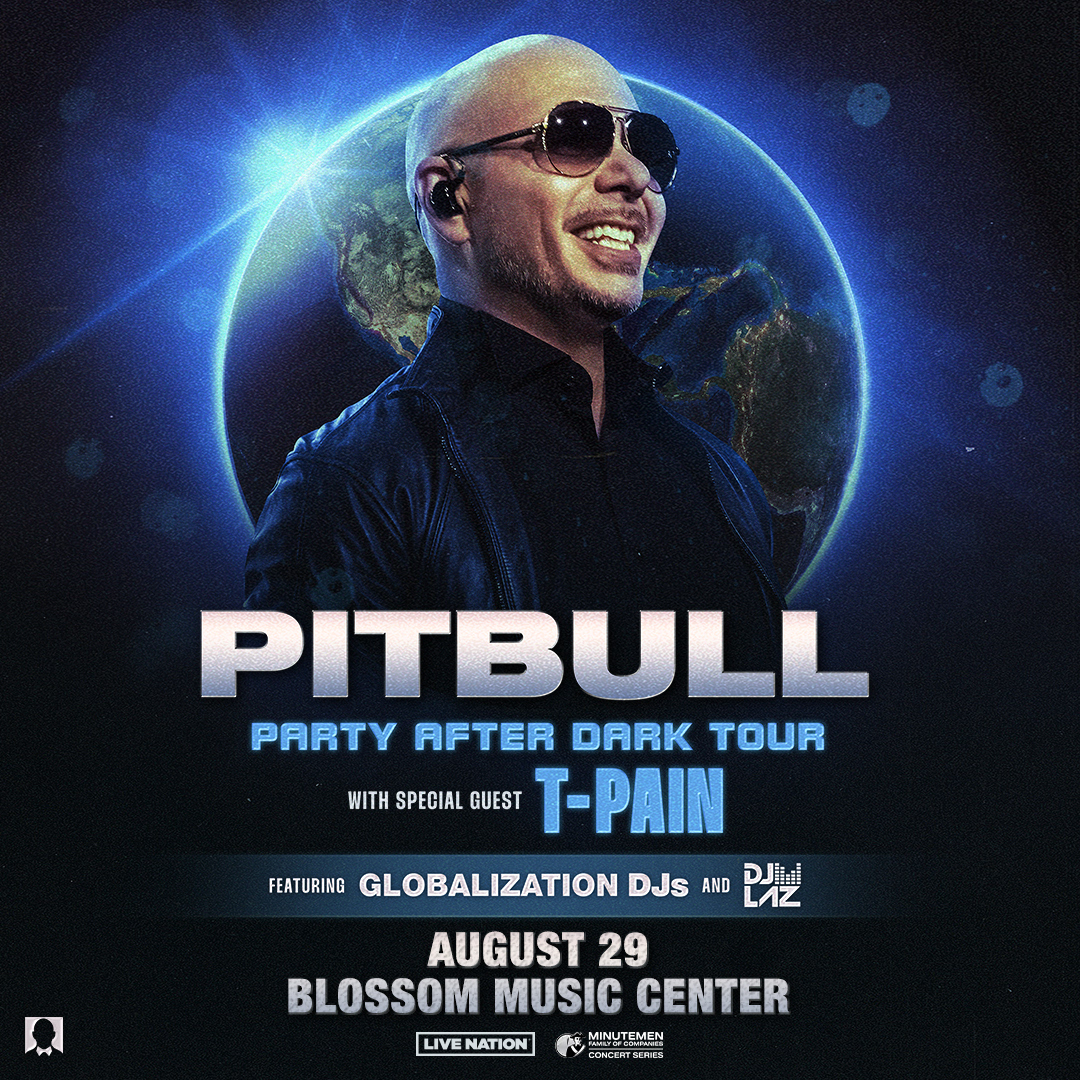 GET READY! 📢 @pitbull is heading to Blossom Music Center on August 29 for the Party After Dark Tour with special guest @TPAIN! 🔓 Unlock presale tickets Thursday at 10am with code RIFF: livemu.sc/3Ua2T2k Part of the Minutemen Family of Companies Concert Series