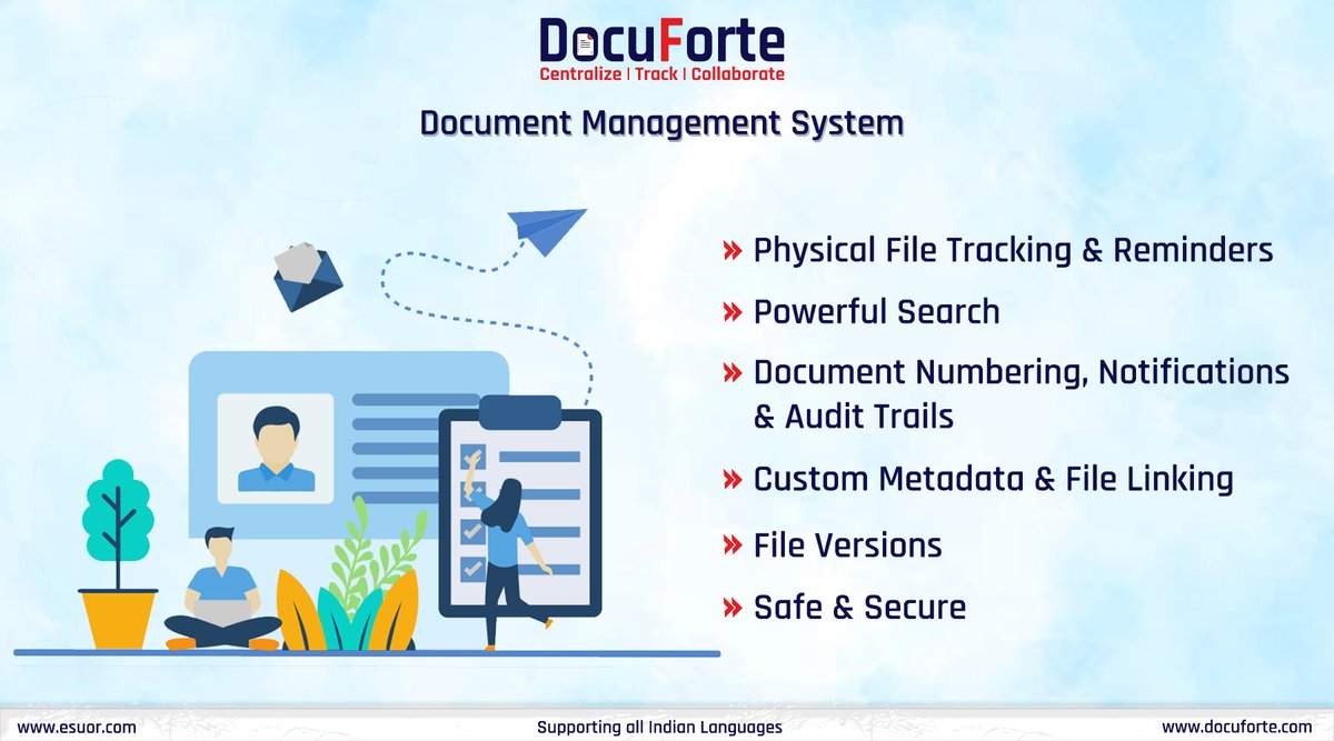 Streamline your document workflows and boost productivity with our secure and scalable DMS platform.
#ESUOR #DocumentManagement #DocumentAssets #DocuForte #esuor #DigitalIndia #recordsmanagement #Elections2024 #esuorDMS #software #digitization #bharat #india