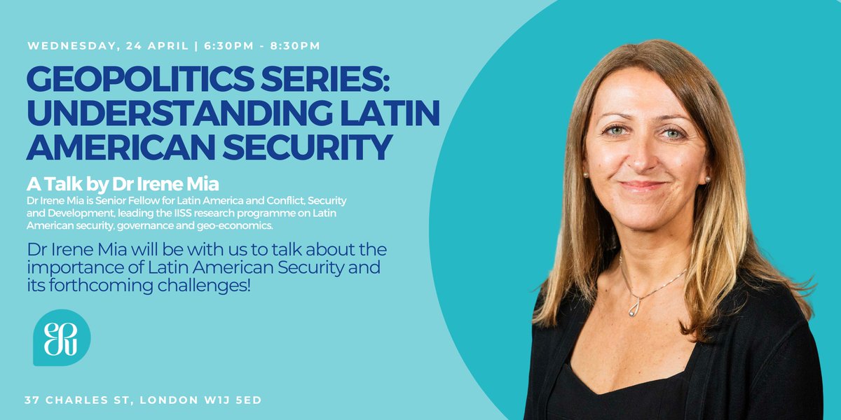 Join me tomorrow night for a discussion on #Latam #security with <a href="/theESU/">The English-Speaking Union</a>. We will cover trasnational #OrganizedCrime, #criminalgovernance, #politicalviolence &amp; elections. #Darmouthhouse 6.30-8.30!