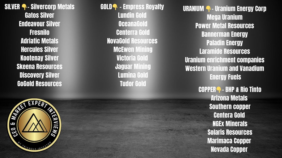In my interview with @RealRickRule few days a go we covered 40 #uranium #gold #silver #copper companies👇 In prior interview we also covered 40 companies. Total 80 companies with Rick's valuable insights. Interview 2👉youtu.be/c6s_Mv4IgSM?si… Interview 1👉 youtu.be/VVDBo--ga_g?si…