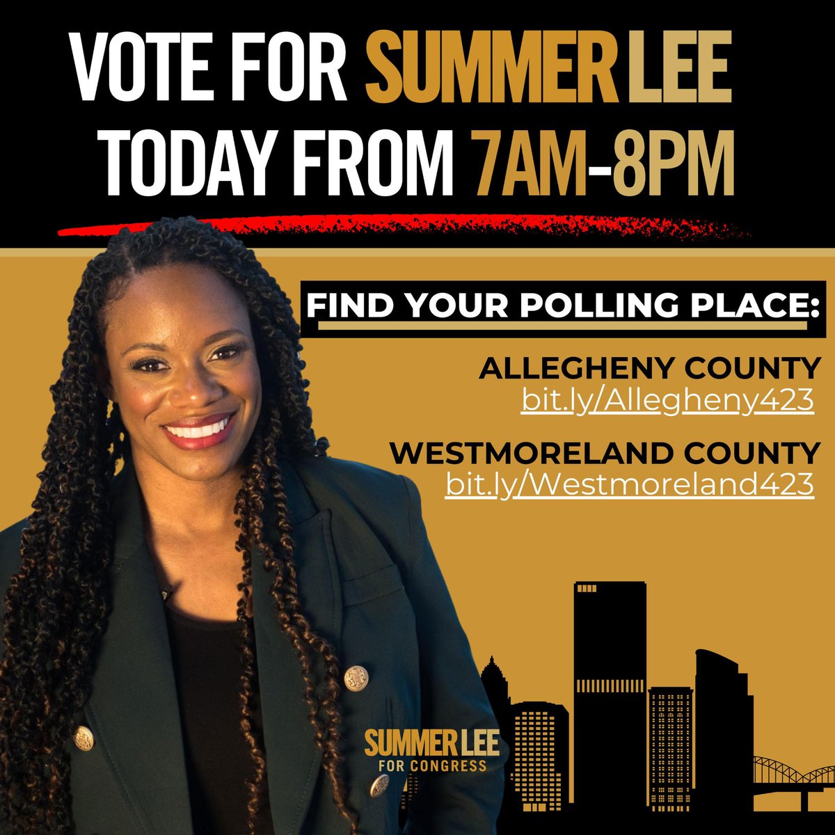 It’s ELECTION DAY in PA y’all! Let’s use our power to get ALL our people to the polls between now & 8PM: 1. Verify your polling location 2. VOTE 3. Send this as a reminder to 3 of your friends, family, & coworkers to have your voice heard in #PA12! pavoterservices.pa.gov/Pages/PollingP…