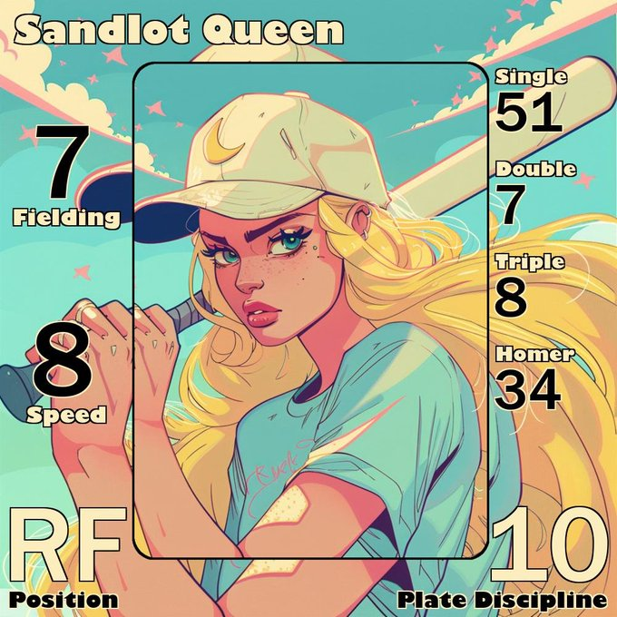 Special Baseballer Giveaway --- Created by @MoonArtist__ --- 🧢 Sandlot Queen 🧢 To Enter: - Follow @MoonArtist__ & @RoundedCrowns - Like & Repost - Tag a Fellow Baseball Fan Below Giveaway Ends 4/26 Noon EST