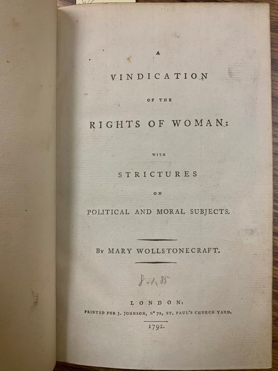 W is for Wollstonecraft #ArchivesAtoZ Visit ARCS to see our 1st edition of Mary Wollstonecraft's 1792 proto-feminist work that calls for equal access to education: A Vindication of the Rights of Women uottawa.ca/library/news-a…