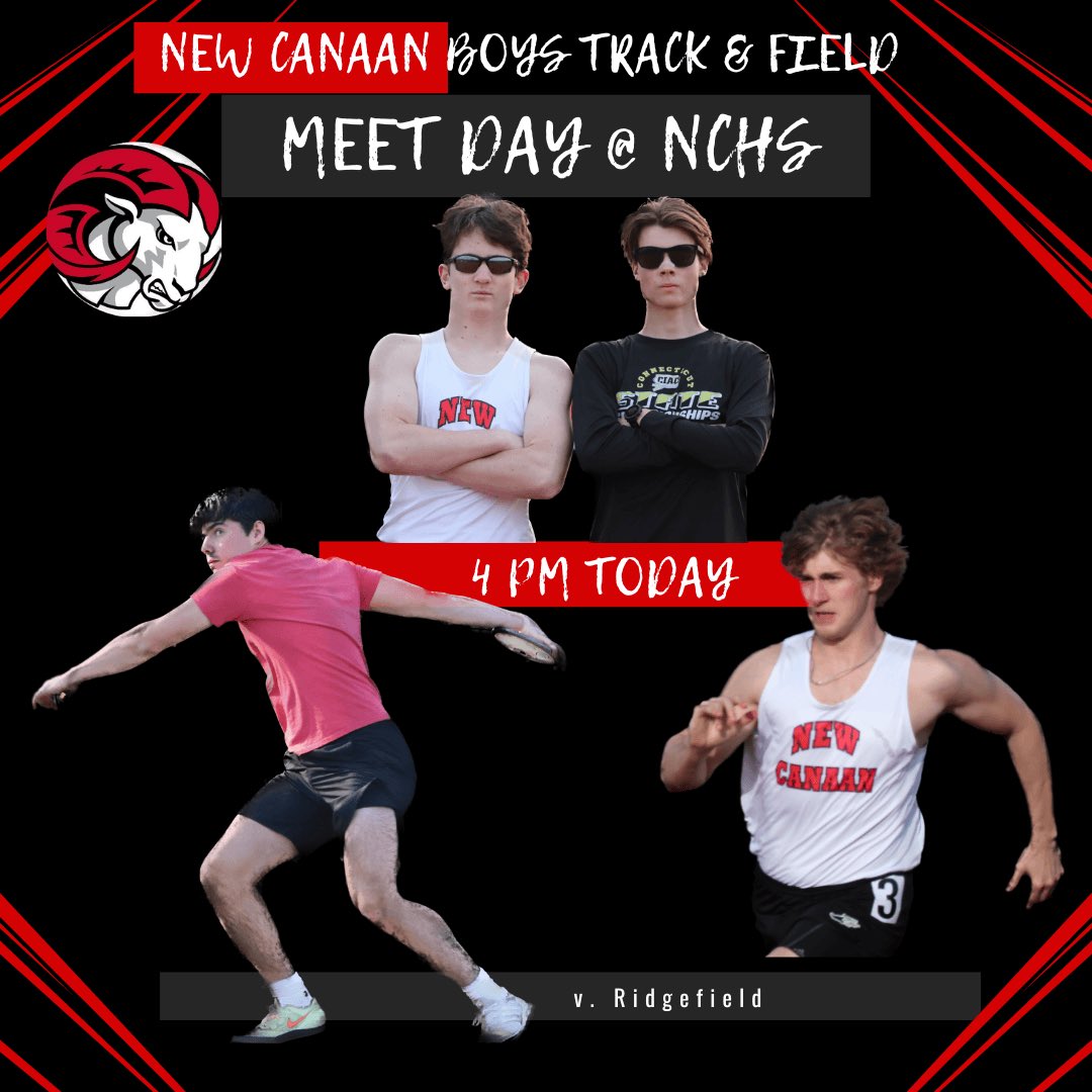 NewCanaanBoysTF's tweet photo. MEET DAY TODAY @ NCHS 4 pm @ncramsathletics @NewCanaanAF @NewCanaanPS @NCHS_CT @NCHSCourant @fciac @ciacsports https://t.co/uPWiZhFBSY