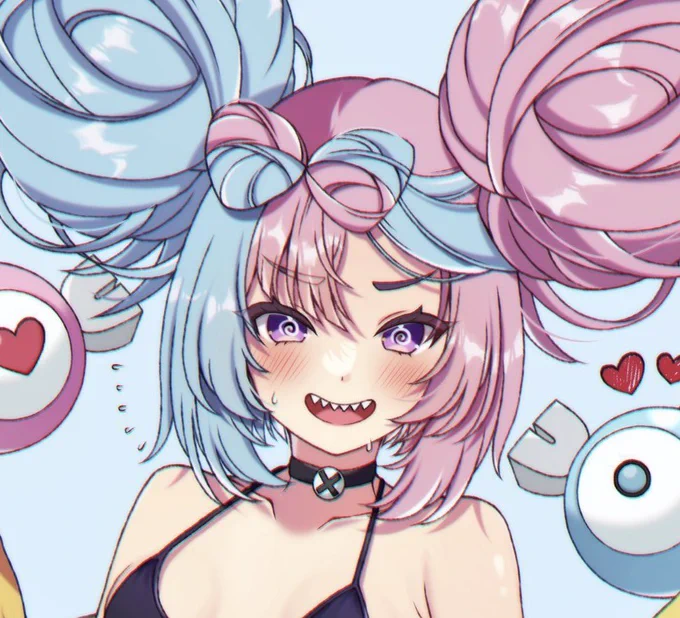 #私はこういう絵師です見た絵師全員参加ぐるぐるおめめと尖った歯とこんなお顔が好き 