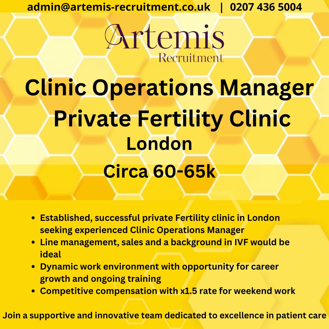 artemisrec's tweet photo. This is an exciting opportunity to join a growing fertility clinic and make a real impact on the lives of patients seeking fertility treatment. If you have the skills and experience we are looking for, we would love to hear from you.
#fertility #privatemedical https://t.co/ClgmE9Ps3D