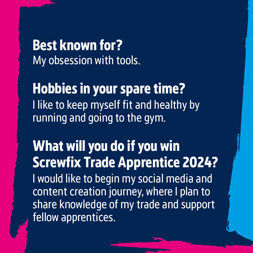 Meet our Screwfix Trade Apprentice 2024 Finalist! Lucas is an electrical apprentice from Liverpool #sfta #sfta2024