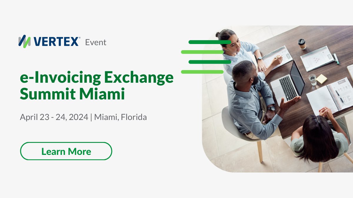 Today & tomorrow, our Chief Technology Officer, Sal Visca, & EMEA Director of Solutions Marketing, Gunjan Tripathi, will take center stage for the 2024 #eInvoicing Exchange Summit. Learn more about their session: vrtx.tax/RvAK50Rm33h