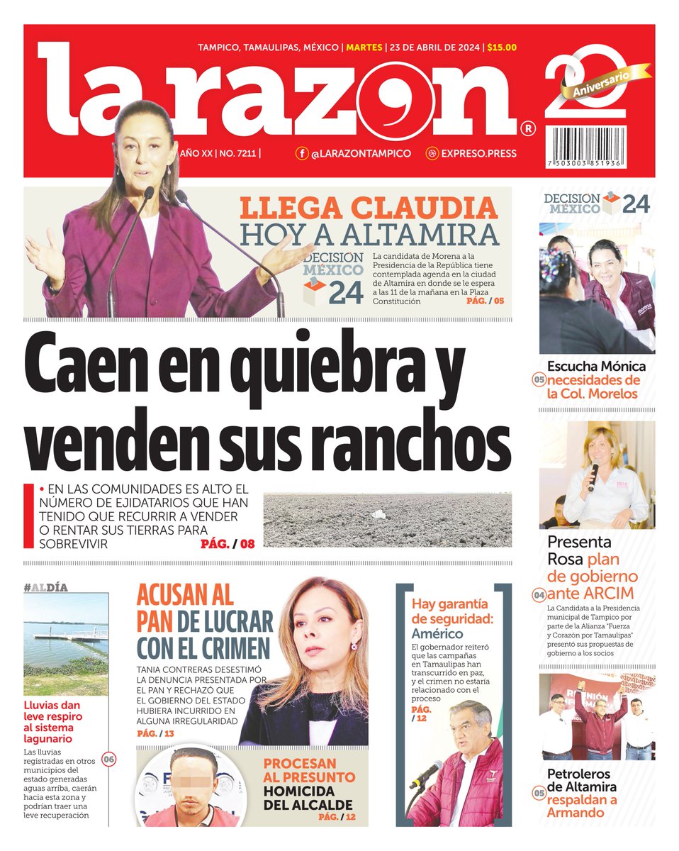 🌥¡Buenos días! Te presentamos nuestra portada de este martes 23 de abril 📰🗞 #CdVictoria #Mante #Tampico #Tamaulipas Consulta toda la información en expreso.press