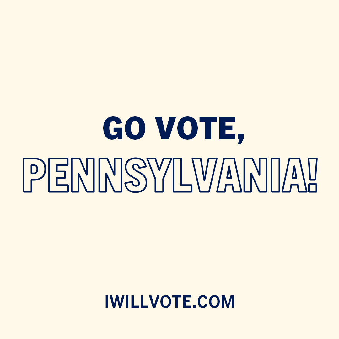 Pennsylvania, today is your presidential primary! Exercise your right to vote, and be sure to check your polling location at IWillVote.com.