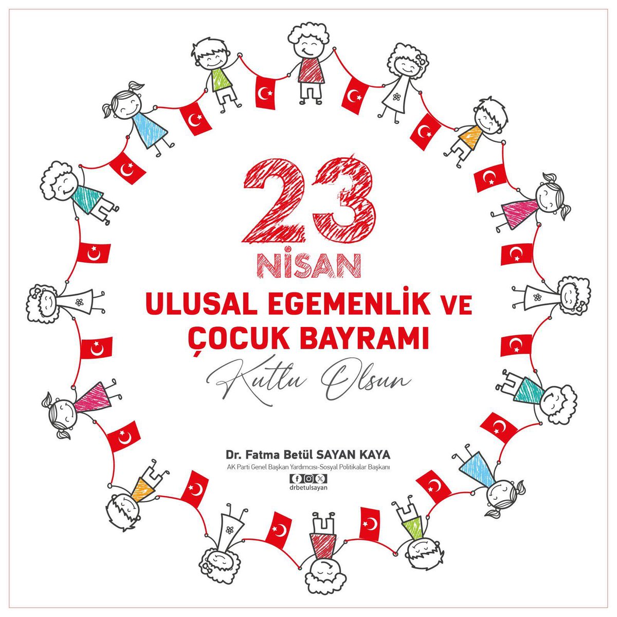 Ülkemizin bütün çocuklarının #23NisanUlusalEgemenlikveÇocukBayramı’nı ve TBMM’nin 104. yılını kutluyorum. İyi ki varsınız güzel çocuklar. ❤️ #23nisankutluolsun