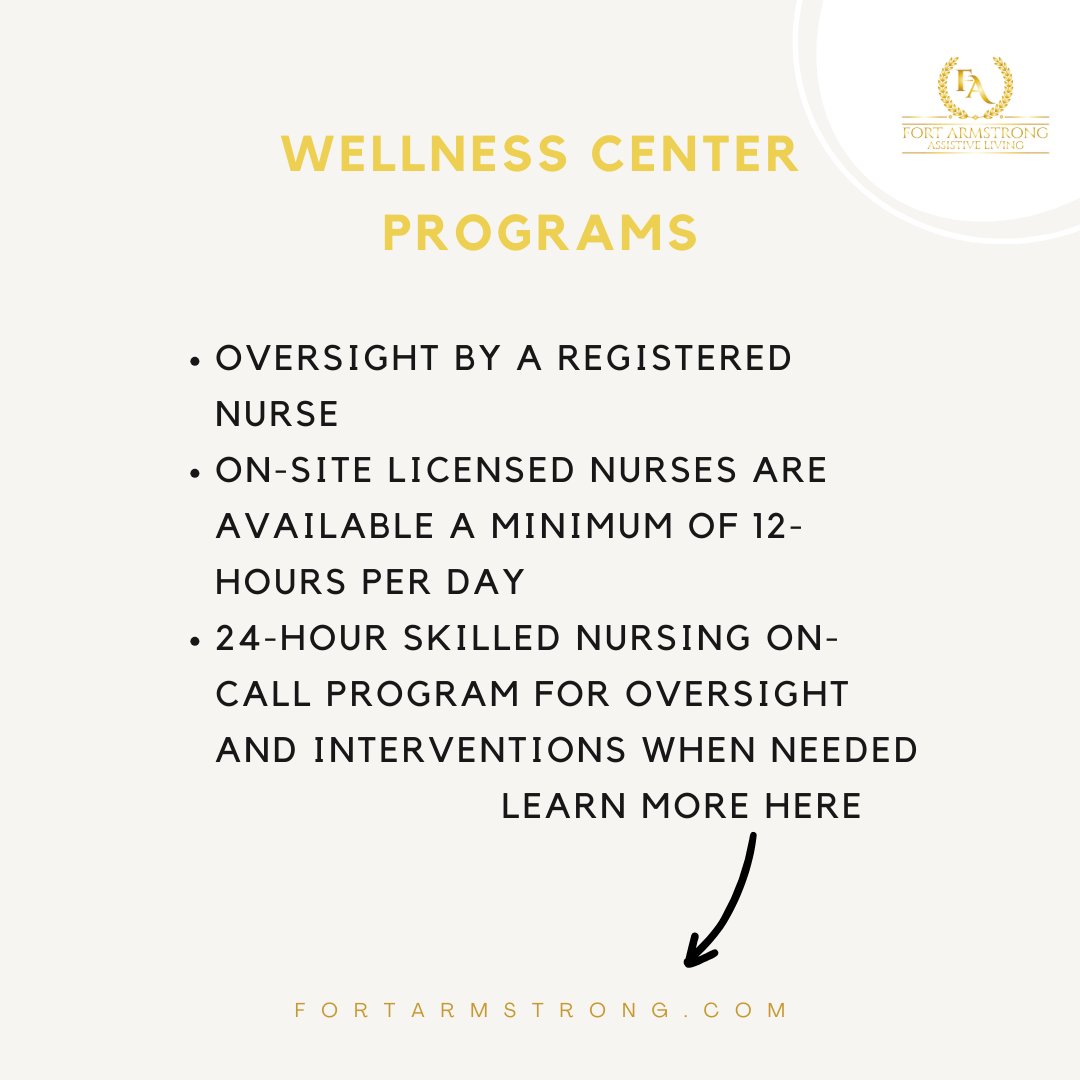 Join our Wellness Center Program at Fort Armstrong Assistive Living in Rock Island, where we support family members and serve with compassion. 👪💕 Let us help your loved ones maintain their independence while assisting with their medical needs.