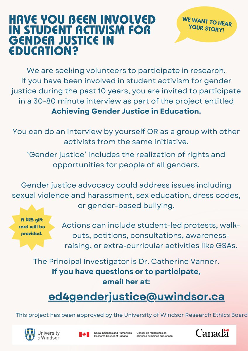 Calling on educators and student activists for gender justice to be part of this important research: