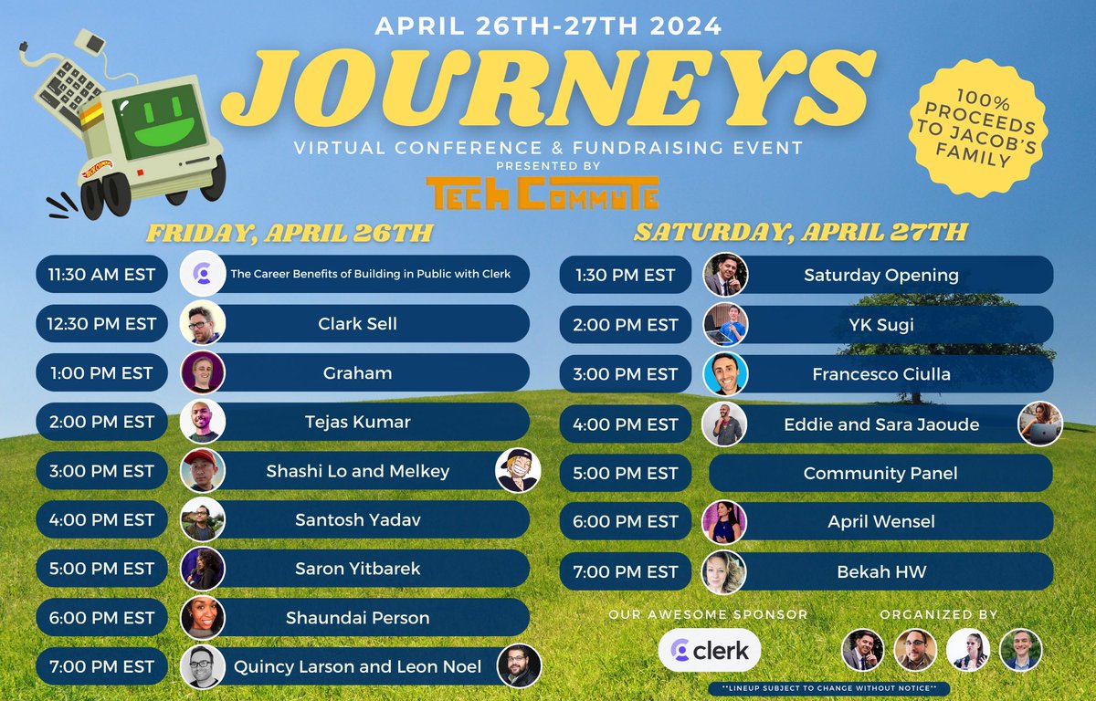 ANNOUNCEMENT!!! #repost and share! Only a few more days to register and donate!! #journeysconference is now honored to be sponsored by @ClerkDev !! We’ve added a couple more amazing sessions to our event and thanks so much to the team there for continuing on this journey with the