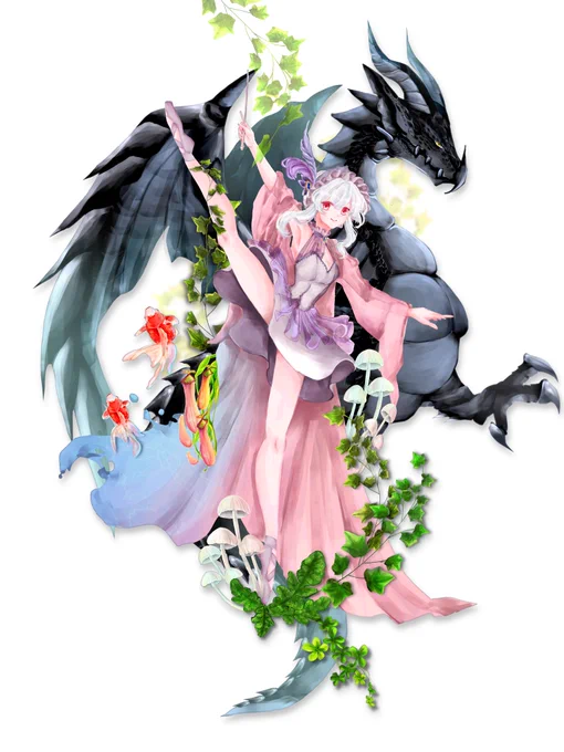 #ドラゴンの日えへドラゴン…初めてグリザイユなる技法使った時の謎絵しかないな…魔法少女かぐやちゃん 