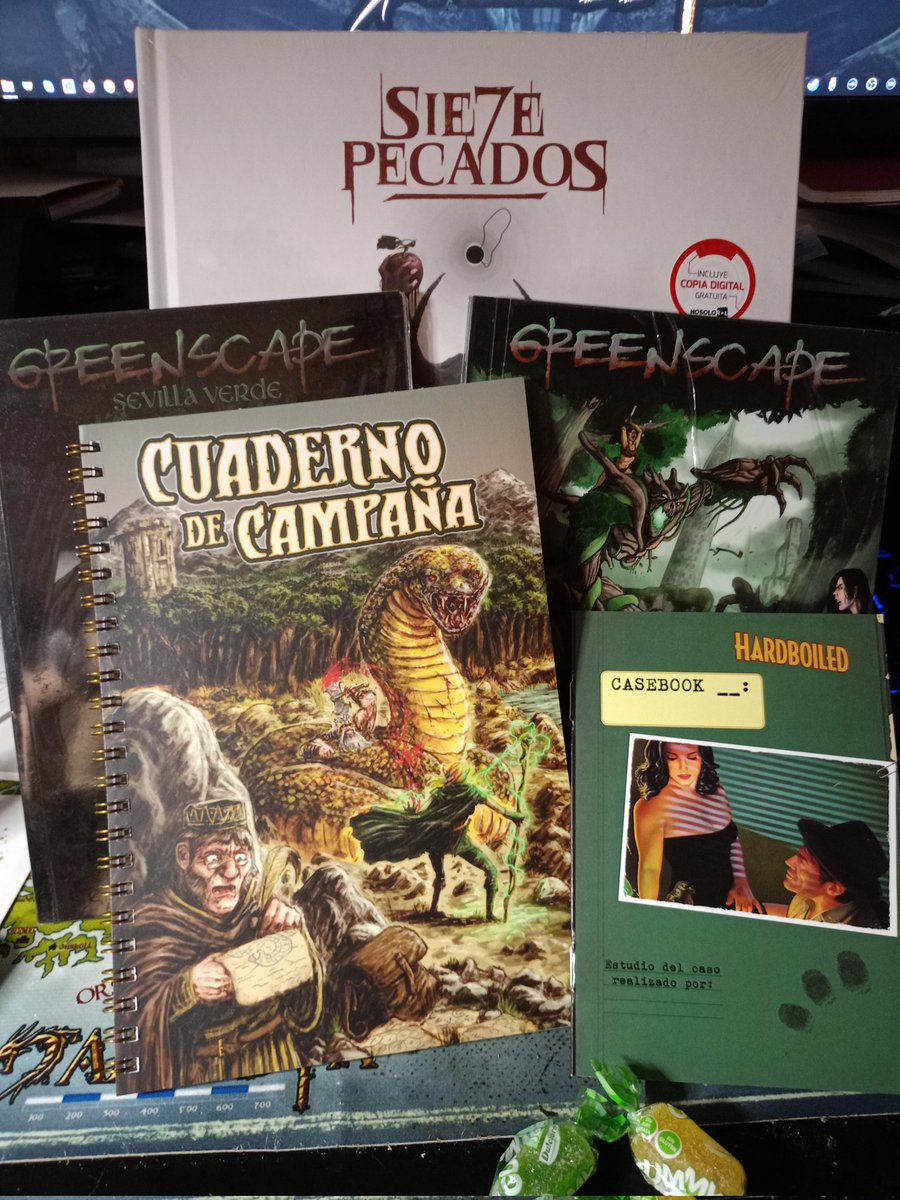 JaimeTF's tweet photo. Esta mañana nos sumamos al día del libro con @TesorosdlMarca y #rolatope con #sietepecados de @Nosolorol , #greenscape de @HTPublishers y @cuartitoroles  y #cuadernodecampaña de @LaMarcadelEste mil gracias por un envío impecable https://t.co/ylOLLIkfhN
