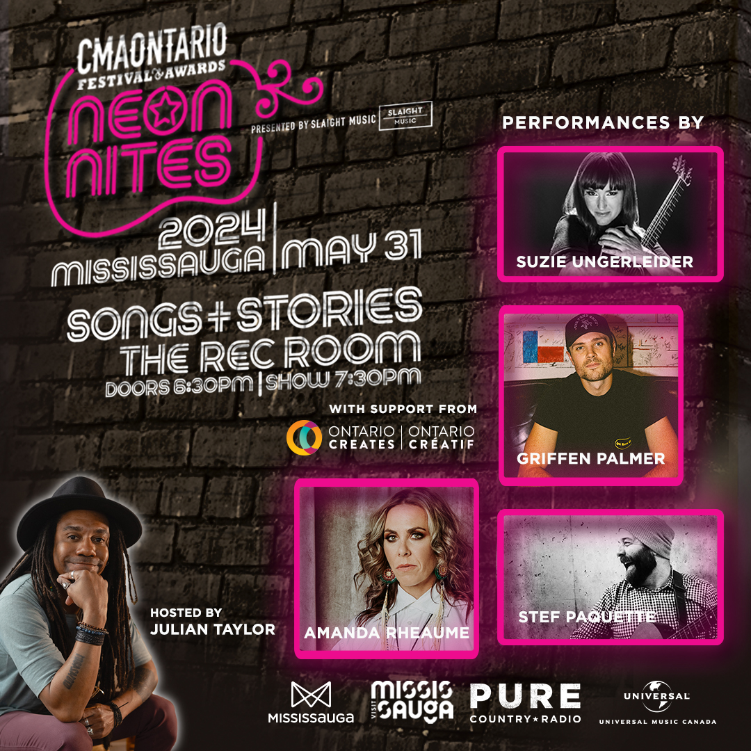 theCMAOntario (@thecmaontario) on Twitter photo 🌟JUST ANNOUNCED🌟 The CMAOntario Festival & Awards Weekend will kick off with Songs & Stories: Songwriters in the Round on May 31st at The Rec Room. Hosted by <a href="/jtaylorband/">Julian Taylor</a>, Songs & Stories will feature <a href="/amandarheaume/">Amanda Rheaume</a>, <a href="/griffenpalmer/">Griffen Palmer</a>, @stefpaquette, and @suzungerleider. 🌟JUST ANNOUNCED🌟 The CMAOntario Festival & Awards Weekend will kick off with Songs & Stories: Songwriters in the Round on May 31st at The Rec Room. Hosted by <a href="/jtaylorband/">Julian Taylor</a>, Songs & Stories will feature <a href="/amandarheaume/">Amanda Rheaume</a>, <a href="/griffenpalmer/">Griffen Palmer</a>, @stefpaquette, and @suzungerleider.