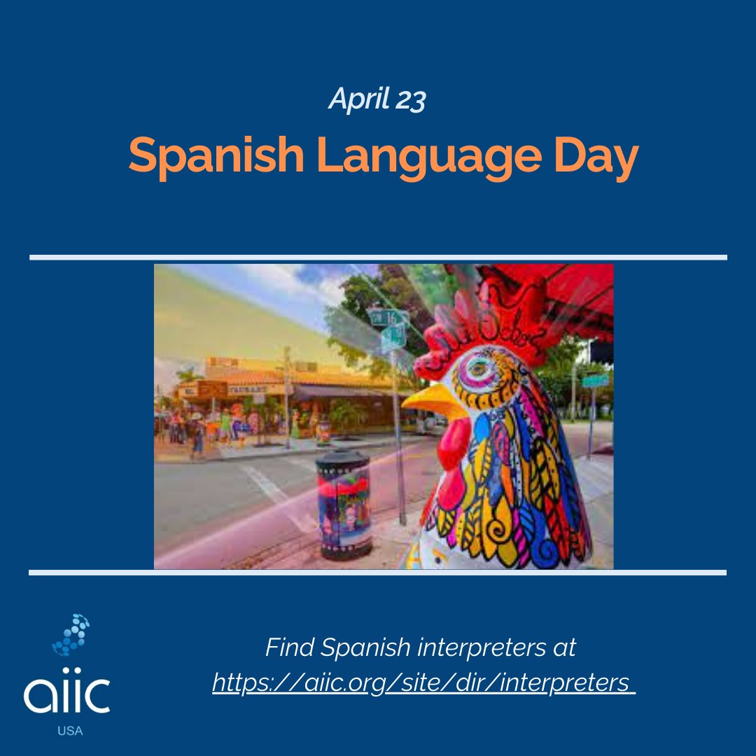 AIICUSA's tweet photo. Today is #Spanish #Language Day. In the US, Spanish reflects the country’s diversity. Shout-out to our #Spanish #interpreters in the USA, who work in and out of about 20 different accents.
https://t.co/0kiL91f2EN.
#conferenceinterpreting #conferenceinterpreters #thatswhyAIIC https://t.co/2Ea5er6joj
