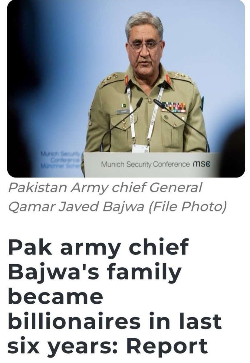 🚨While Pakistani People/Public have fallen below poverty line, the Army Generals become billionaires! 

We demand strict accountability &  #Article6 for the corrupt Army Generals of Pak who brought the country to a disaster!  

#UnannouncedMarshalLaw 
#PakistanUnderFascism