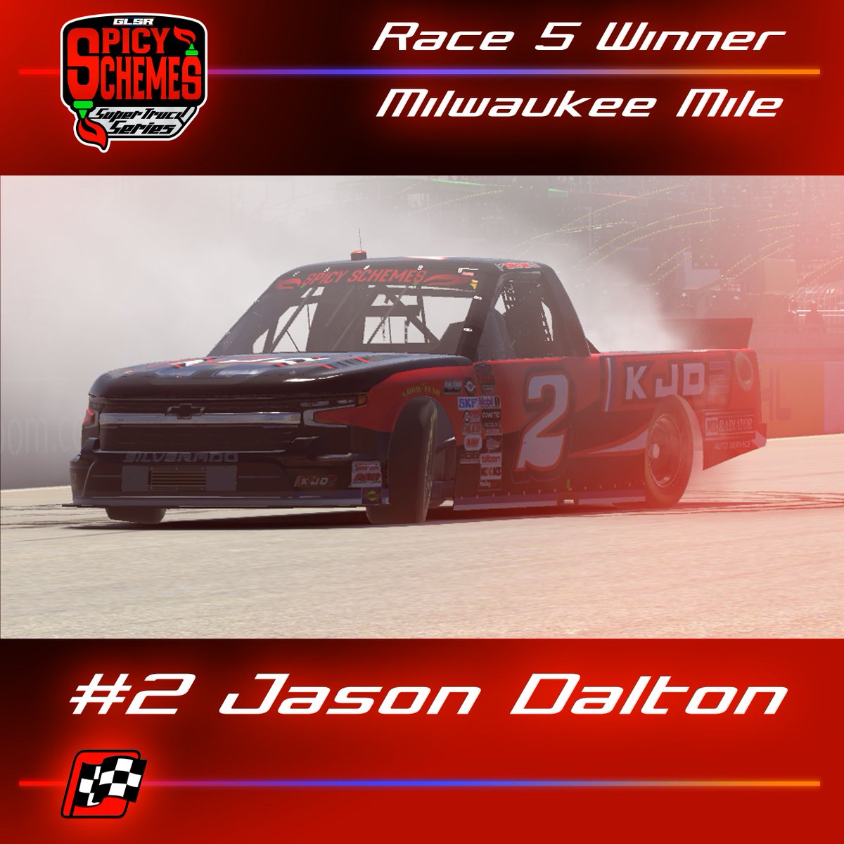 Dalton takes it home in Milwaukee! Solid battle up front between the #2 and #79 last night! While Dalton takes home the win Gagnon led the most laps securing the all important bonus point in the championship battle. Catch the replay on Extreme Sim TV!

#simracing #trucks #enascar