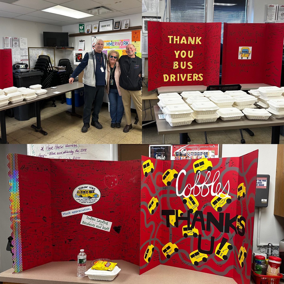 We LOVE our bus drivers!! A great big THANK YOU for keeping our kids safe on our buses each day!  HAPPY BUS DRIVER APPRECIATION DAY!! ♥️ 🚌  Thank you to Tree Town Cafe for the delicious lunches you’ve provided our staff! 😋