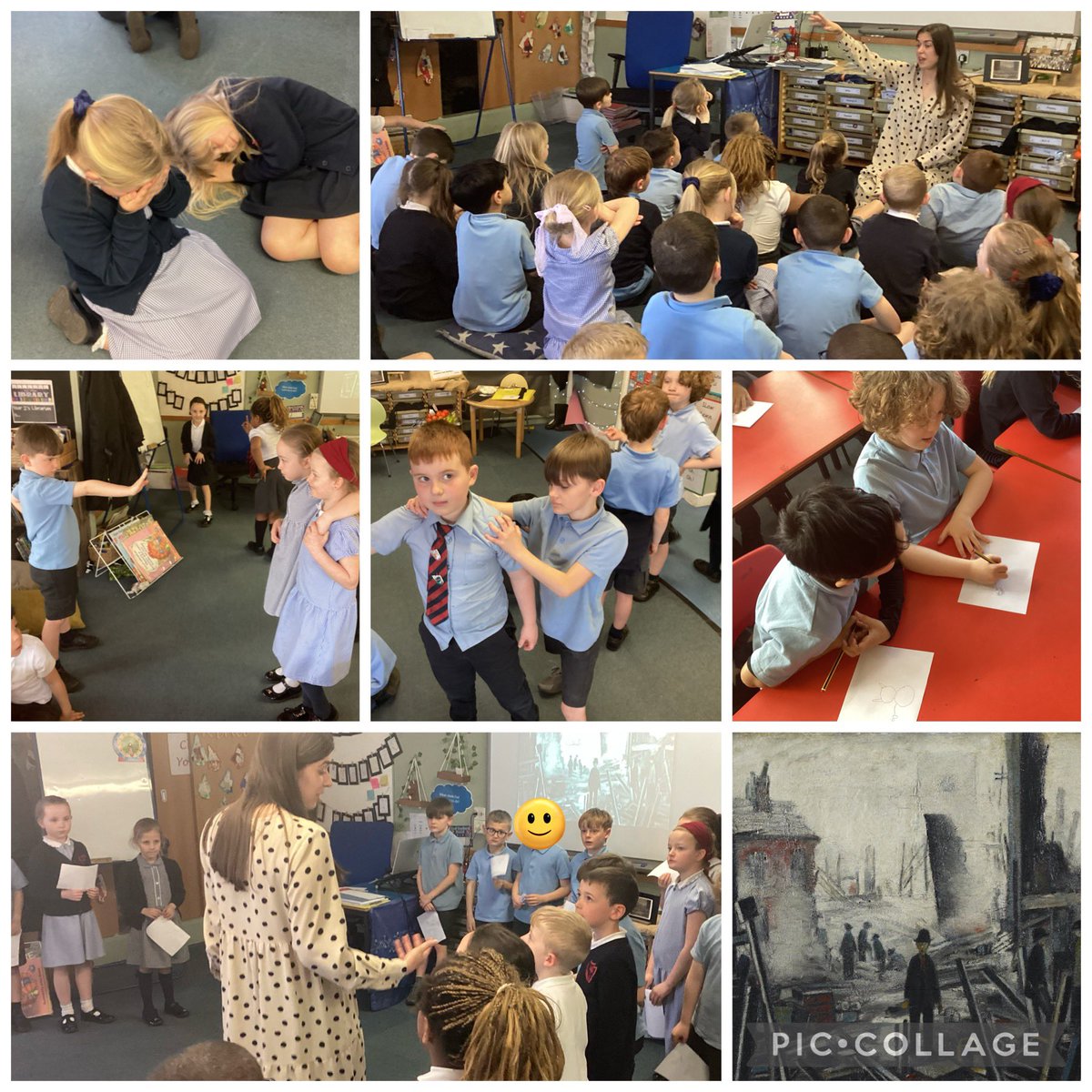 Y2 imagined themselves in Lowry’s ‘Blitzed Site’ and shared how they felt in that moment. We thought about what might have happened that we couldn’t see and as a class discussed our hopes for the future. @imagineinquiry #MantleoftheExpert