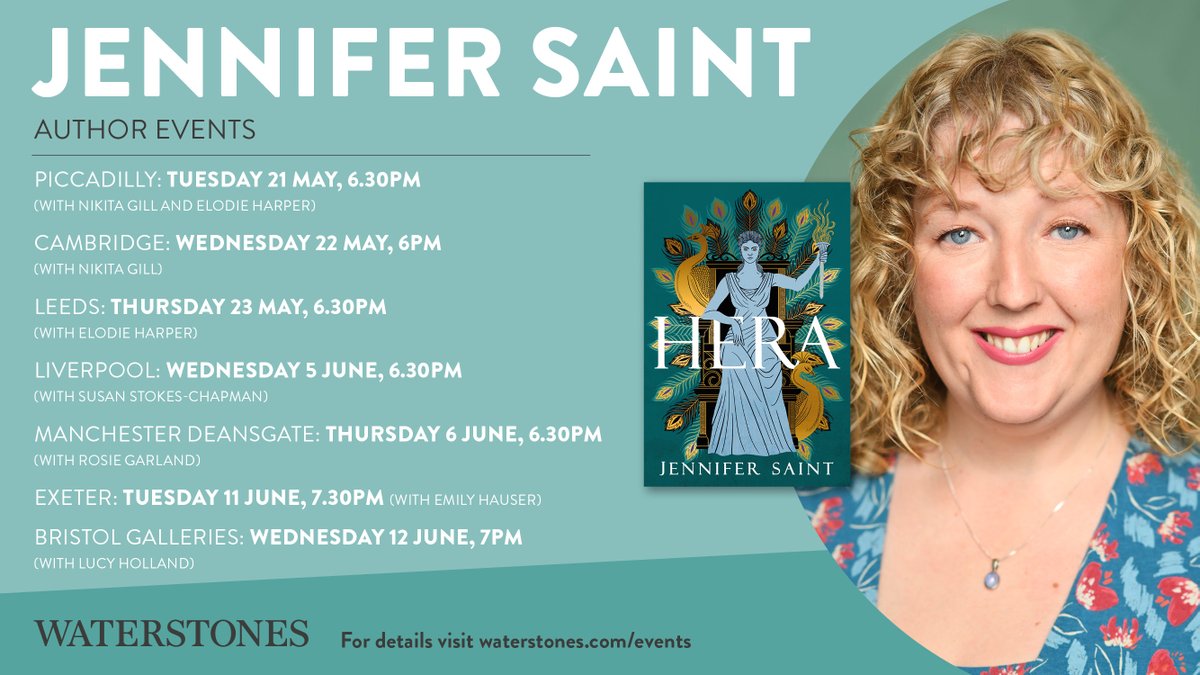 Releasing Hera from her eternal reputation as a cruel and vengeful stepmother, @jennysaint's new mythical retelling is fertile ground for fantastic conversation so we're thrilled that she will be touring over a dozen of our shops from 21 May. Full details: bit.ly/44c3zJ5