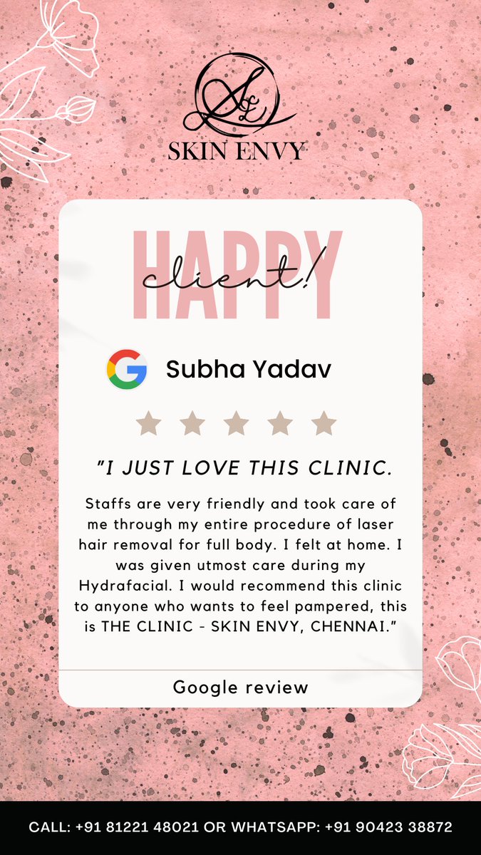 Skin Envy's happy clients 💖

To book your appointment tap the link : wa.link/2rpzgs

#skinenvy #draishwaryaselvaraj #skinenvychennai #happyclient #glowwithskinenvy #skincarecommunity