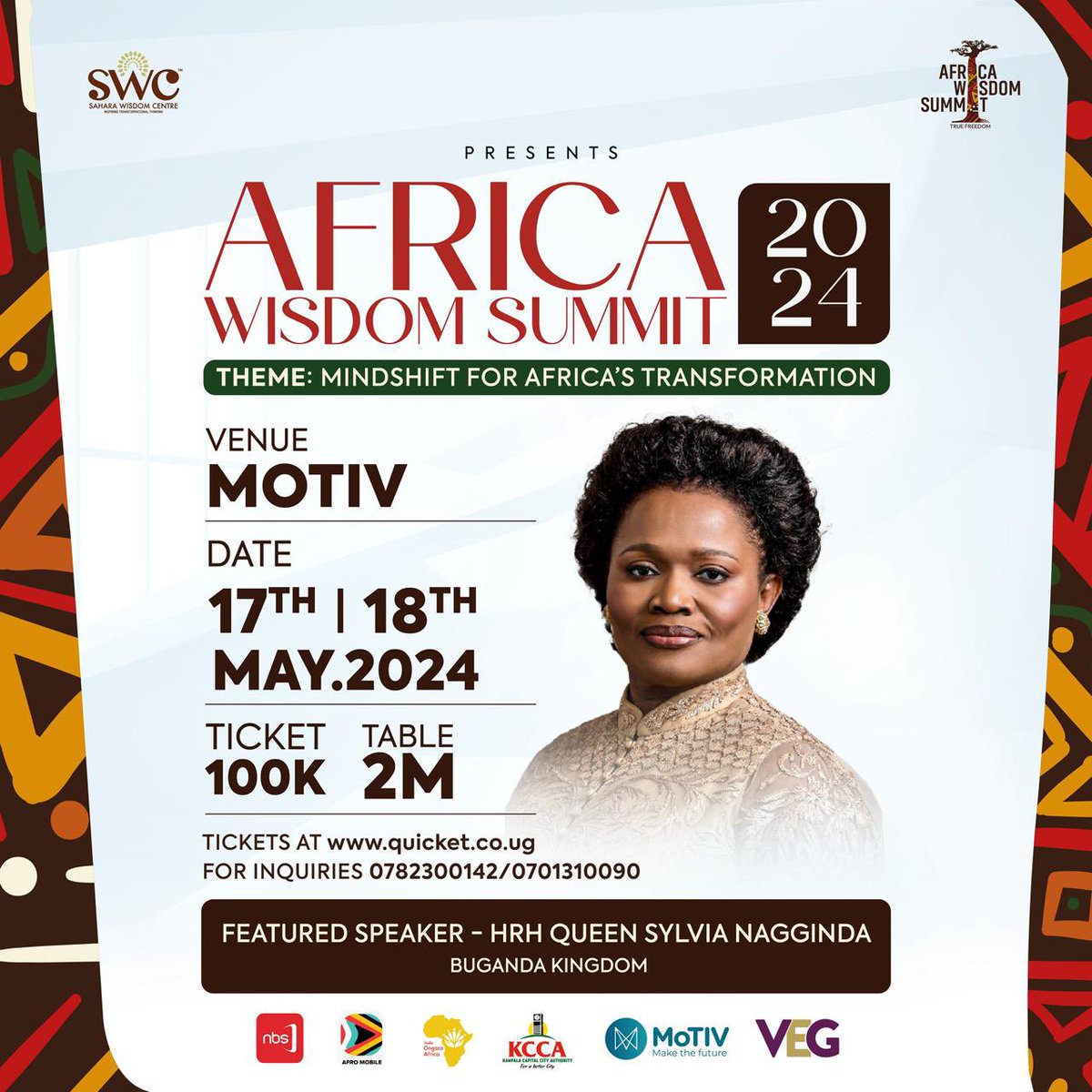 Ensure you don’t miss out on a transformative intellectual summit aimed at shifting mindsets in Africa. Prepare your tickets for the #AfricaWisdomSummit and seize the opportunity to hear Her Majesty Queen Sylvia Nagginda, the Queen of Buganda, speak. #AfWS2024 #AfroMobileUG