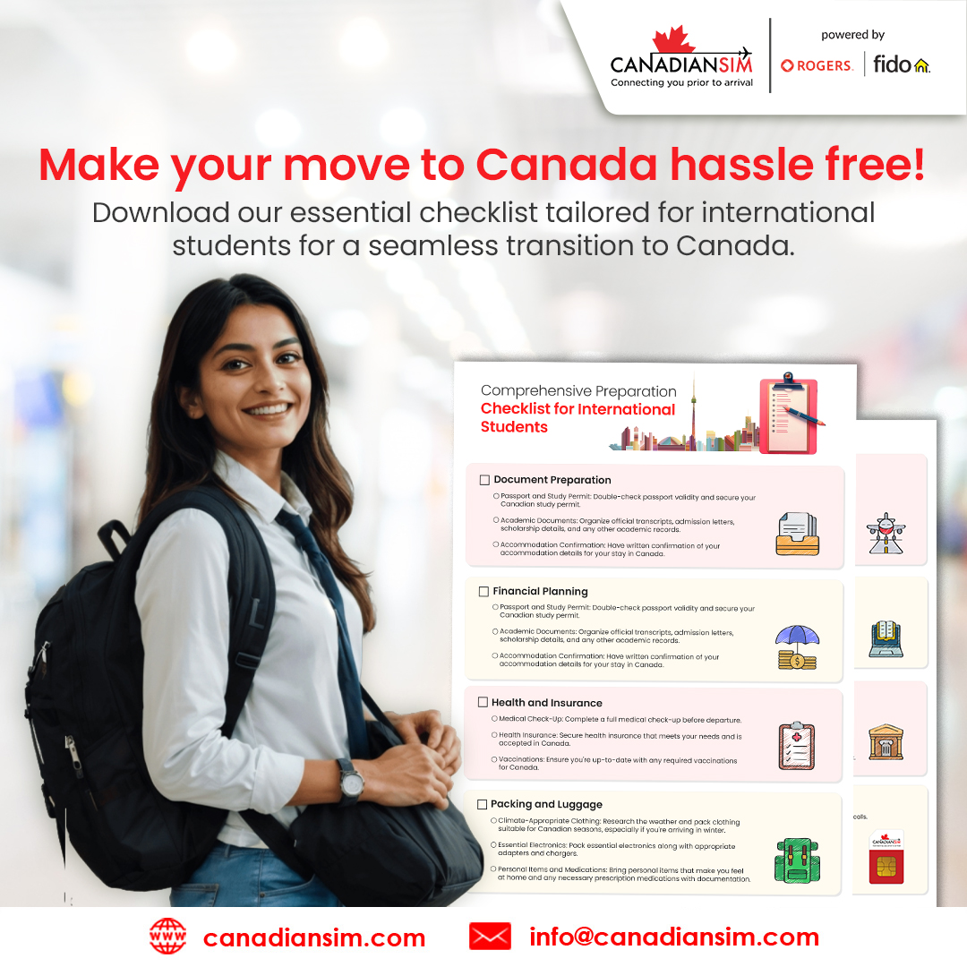 Embark on your Canadian adventure with ease! 🍁✈️ Download our essential checklist for international students and enjoy a smooth transition to your new home. Get ready, get set, and let's go, eh!
Link to download checklist -canadiansim.com/international-…

#Canadianism #StudyInCanada