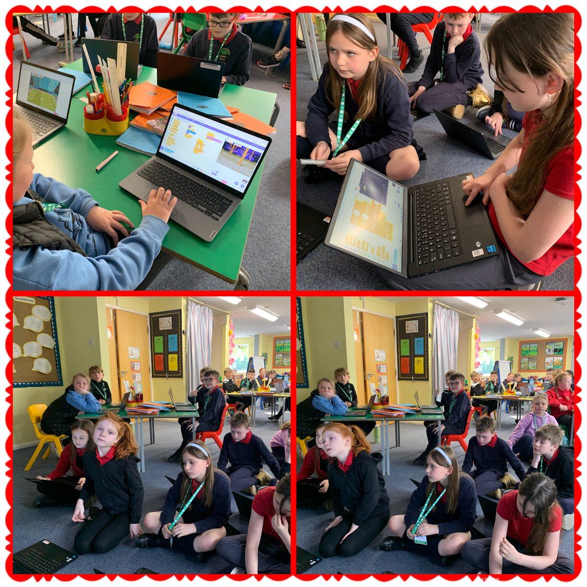 Lots of fun in Dosbarth Helyg today learning to make a game with Sarah @codeclubWales #AmbitiousAlys