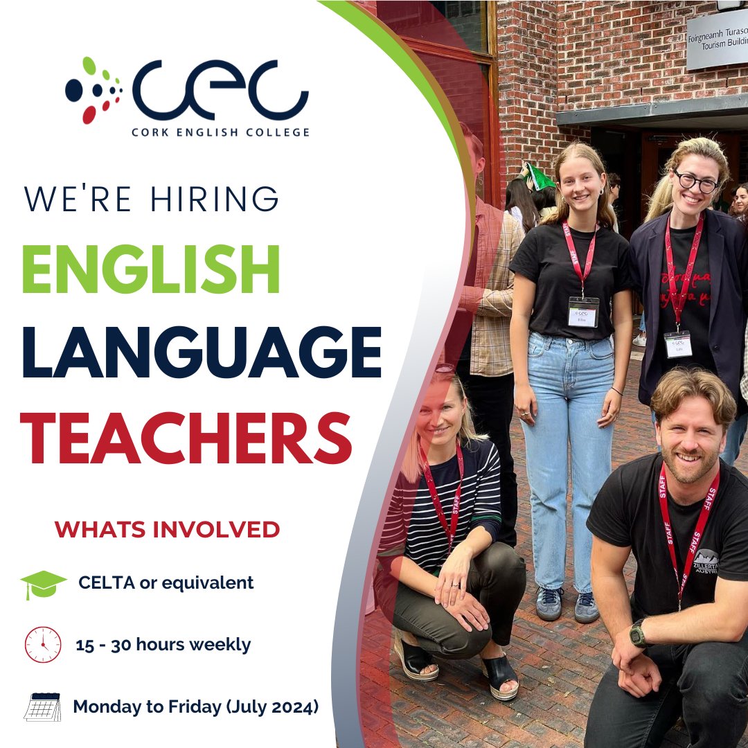 📢Summer Job Opportunity - Cork English College☀ Are seeking enthusiastic, energetic individuals to join the teaching team for their summer junior schools. The junior schools run for July 2024. Applicants can send CV's to Rob@corkenglishcollege.ie #ad #jobfairy