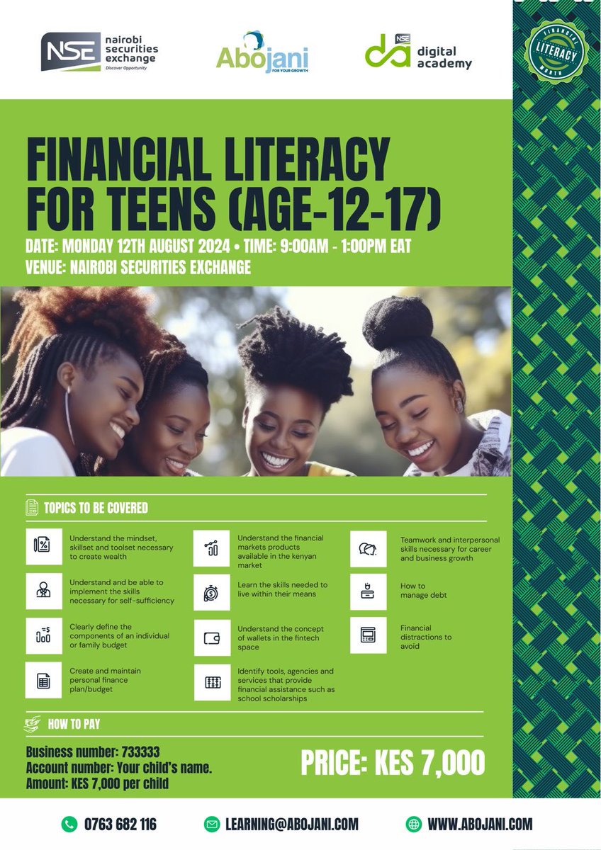 Many thanks for attending our April 2024 Financial literacy for teens class. The @NSE_PLC in partnership with @TheAbojani shall be organising the same session for those who missed this high value class. such as personal finance fundamentals, effective budgeting techniques, and