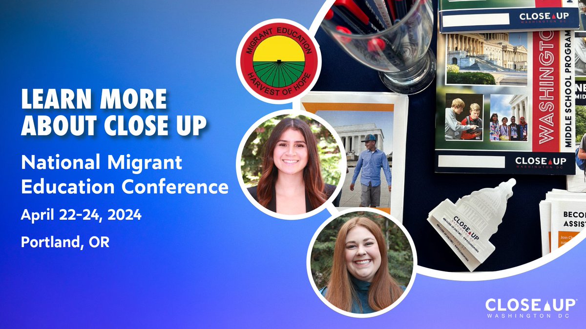 Educational Outreach Coordinators Mariza Padilla and Erin Burney will be in Portland, Oregon, for this week’s National Migrant Education Conference! Swim by for a one-on-one to learn how our Program for New Americans impacts first-generation students #CloseUpDC