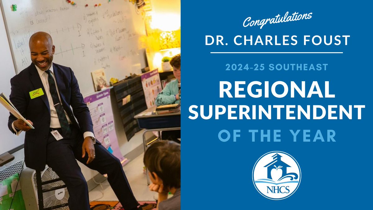Congratulations to NHCS Superintendent Dr. Charles Foust on being named the 2024-25 Southeast Regional Superintendent of the Year!