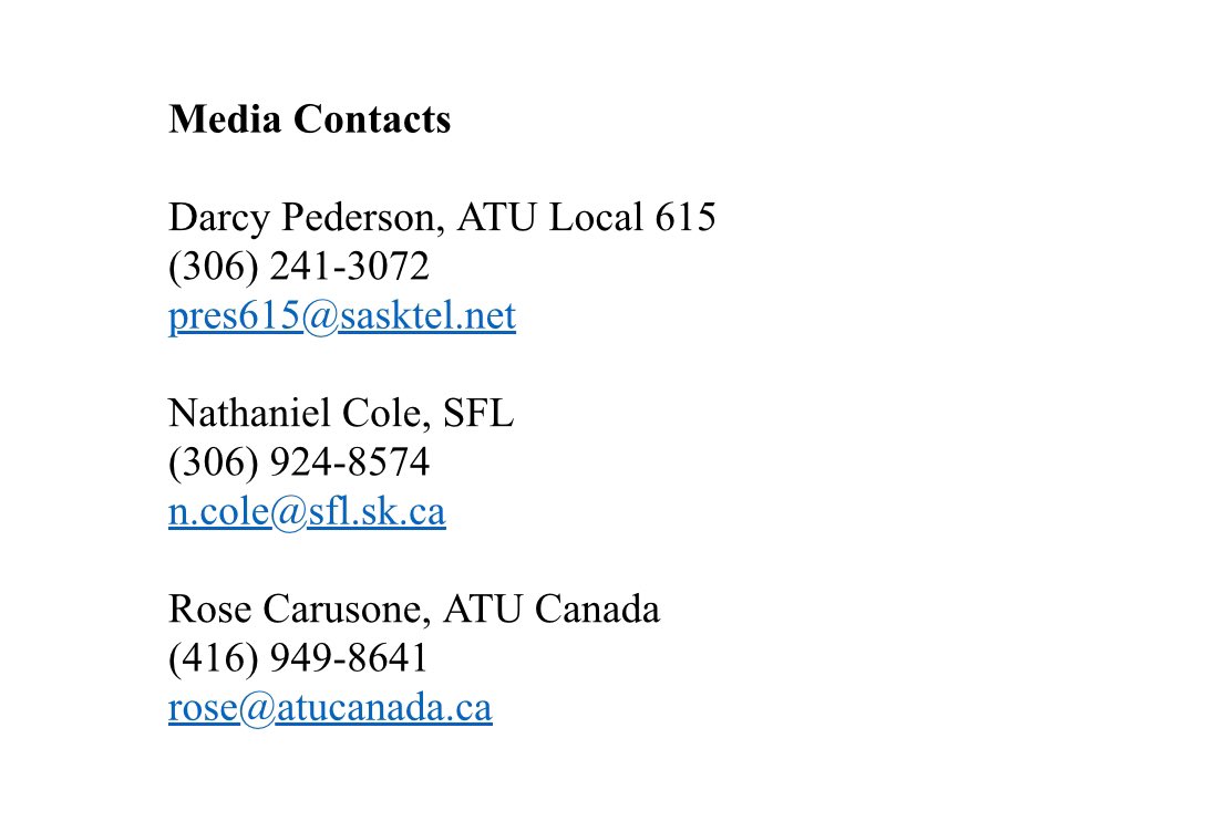 ATULocal615's tweet photo. ATU and SFL sound Alarm Bells as Saskatoon Transit Fails to Respond to Escalating Violence on Transit System

#yxe @SKFedLabour https://t.co/4tjVs6Qu6c