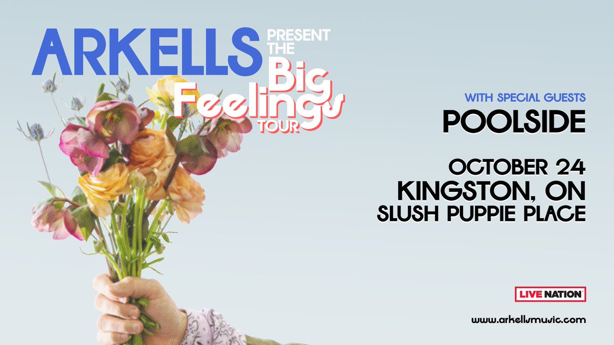 JUST ANNOUNCED 💐@arkellsmusic presents The Big Feelings Tour coming to #ygk at Slush Puppie Place on Thursday, October 24 with special guest @poolside! 🎟️ Tickets go on sale Friday, April 26 at 10 AM