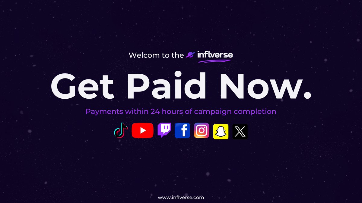 Getting paid on time is the biggest challenge in the creator economy. That's why I co-founded inflverse, a fintech tackling this issue. 

Our goal: advance $250M in the next 24 months. 

Payment within 24 hours of campaign completion.💰

See thread: 🔻🔻