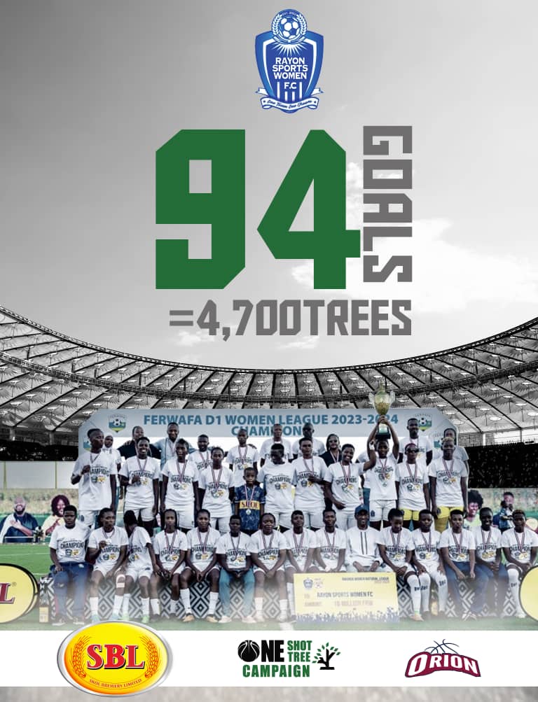 From goals on the field to trees in the ground! 🌳⚽ Thanks to @RayonSportsWFC incredible 94 goals in the First Division Women League, this Saturday we're planting trees to reach the 4,700 pledged so far in the #OneShotOneTree campaign by @orionbbc_official #GreenRwanda