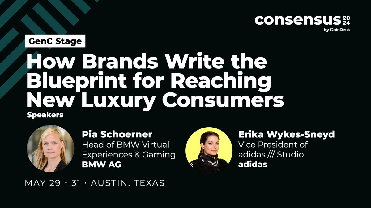 How are brands using emerging tech to attract luxury consumers in the digital age? Join @BMW's Pia Schoerner and @adidas /// Studio's @heyerikaws at #Consensus2024 to explore. Find out more: 🔗 consensus2024.coindesk.com/agenda/event/-…
