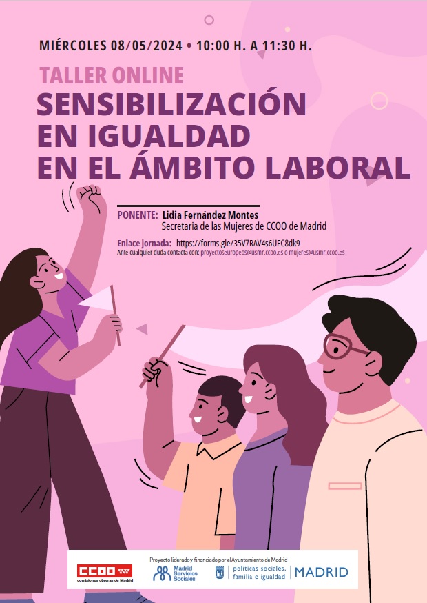 💻Taller online 'Sensibilización en igualdad en el ámbito laboral' @MujeresCCOOMad @viramundeando 🗓️Miércoles 8 MAYO ⏰10:00 horas 📋Accede al formulario: madrid.ccoo.es/noticia:691819…