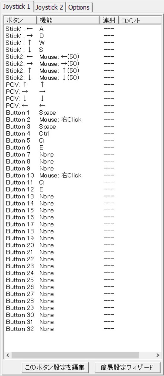 LAPIDARY～はジョイパッドでやりたくなったのでJoyToKey（ joytokey.net/ja/ ）を使いこんな感じの設定でパッドでプレイしている私です